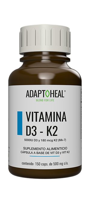 Vitamina D3 y K2 150 cápsulas | 500mg Adaptoheal®